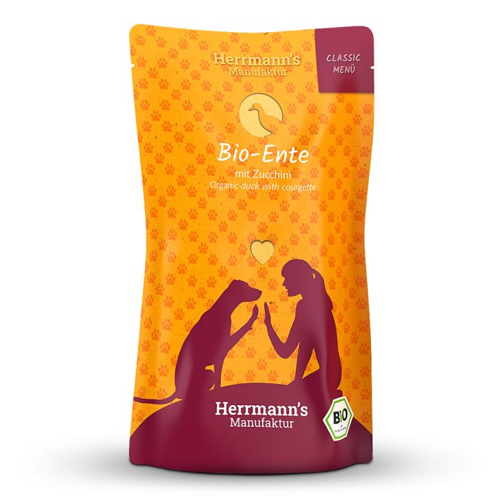 petspremium Herrmann's Bio-Ente mit Zucchini Classic Nassfutter 24 x 130 g Auslauf