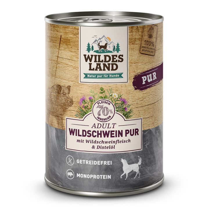 petspremium Wildes Land Wildschwein mit Distelöl PUR Adult Nassfutter 6 x 400 g