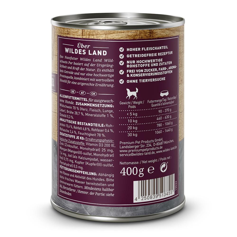 petspremium Wildes Land Wildschwein mit Distelöl PUR Adult Nassfutter 6 x 400 g Fabrik Onlineshop