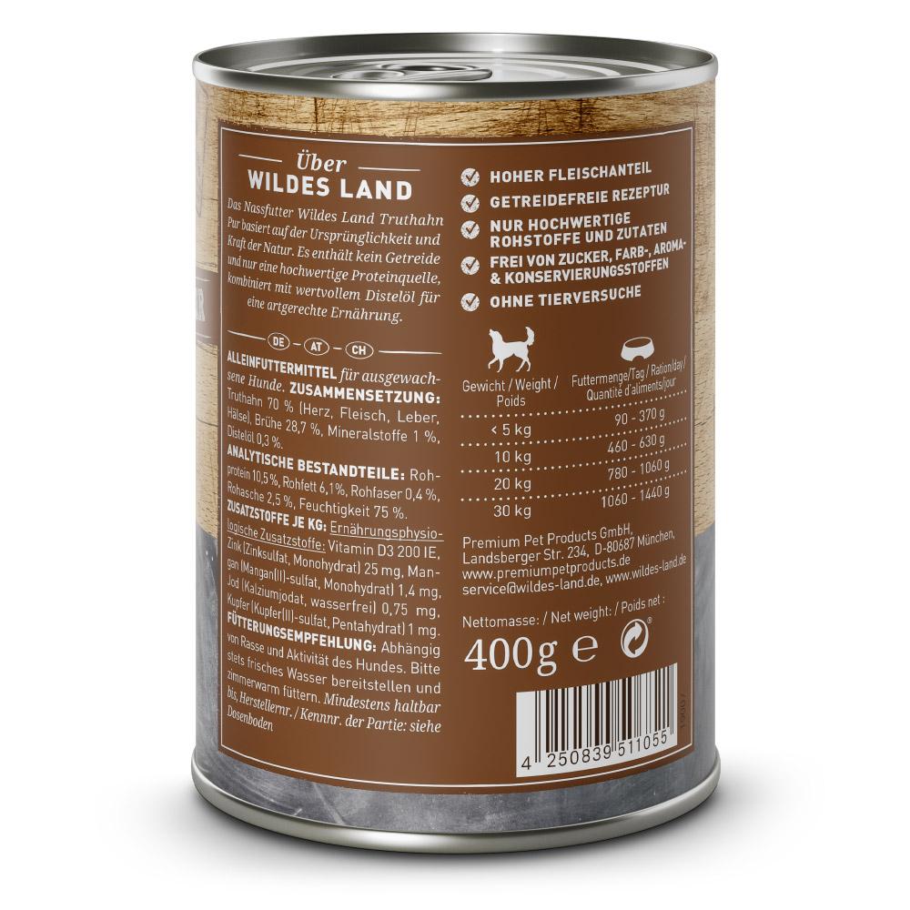 petspremium Wildes Land Truthahn mit Distelöl PUR Adult Nassfutter 6 x 400 g Großer Ausverkauf
