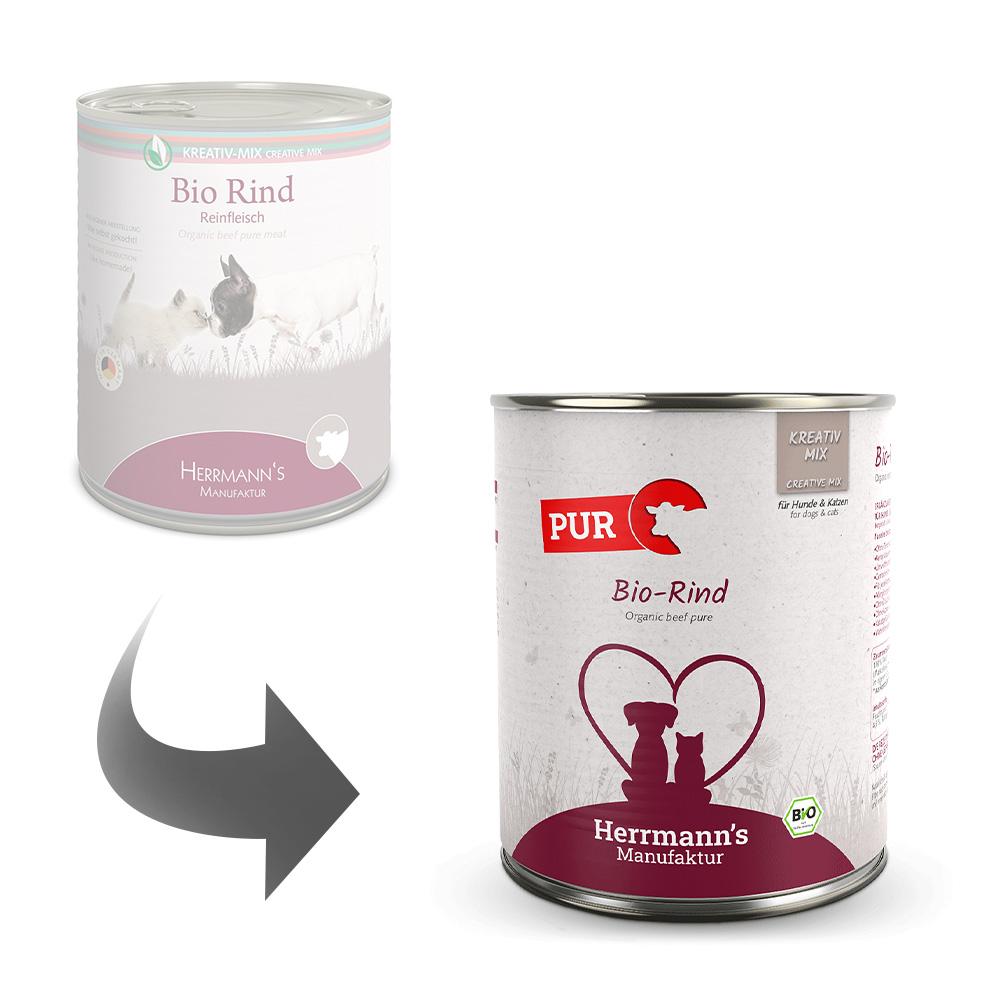 petspremium Herrmann's Bio Rind Reinfleisch Kreativ-Mix Ergänzung Nassfutter 6 x 800 g Flash Sale