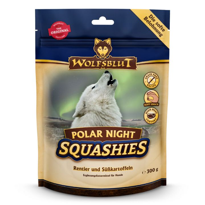 petspremium Wolfsblut Polar Night - Frisches Rentier und Süßkartoffel Squashies Snack 6 x 300 g Exklusivangebot