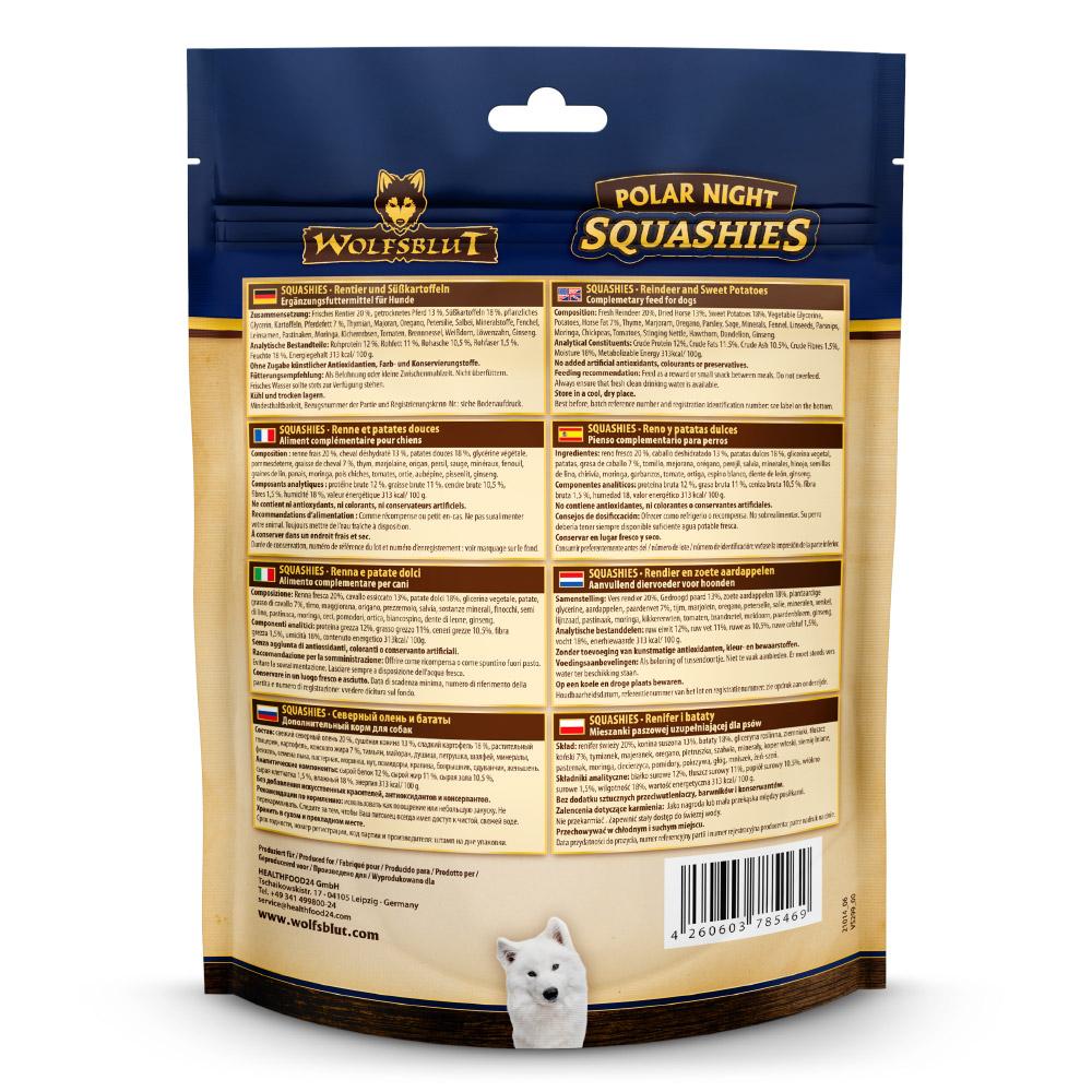 petspremium Wolfsblut Polar Night - Frisches Rentier und Süßkartoffel Squashies Snack 6 x 300 g Exklusivangebot