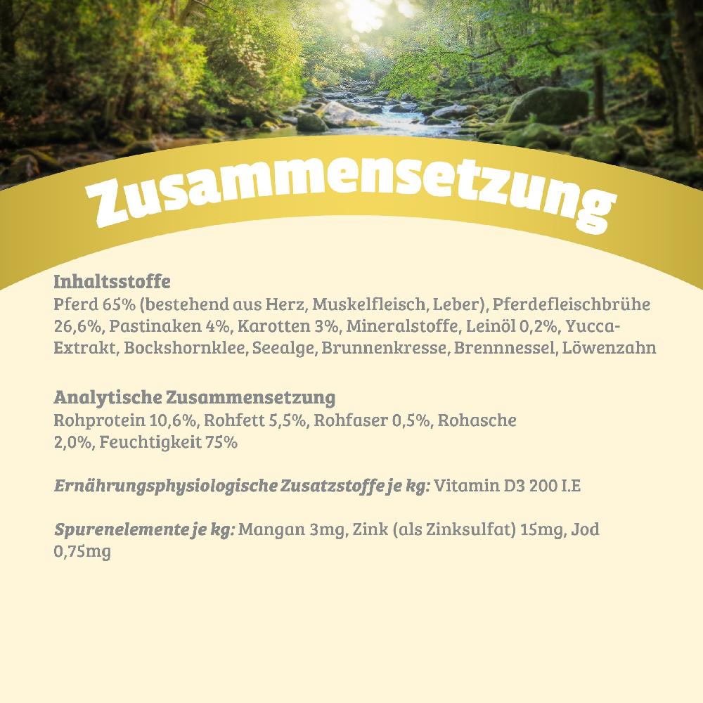 petspremium Natural Pferd mit Pastinake Karotte und Leinöl Nassfutter 6 x 800 g Osterangebot