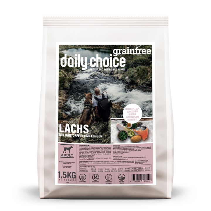 petspremium daily choice Lachs mit Kartoffeln und Erbsen Grainfree Trockenfutter 4 x 1 5 kg