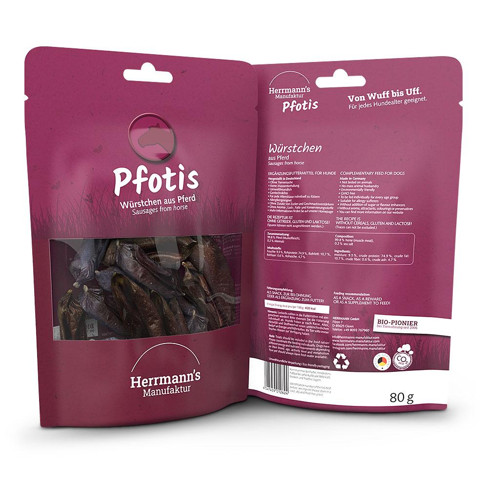 petspremium Herrmann's Pferdewürstchen Pfotis Snack 80 g Bis zu 65% Rabatt