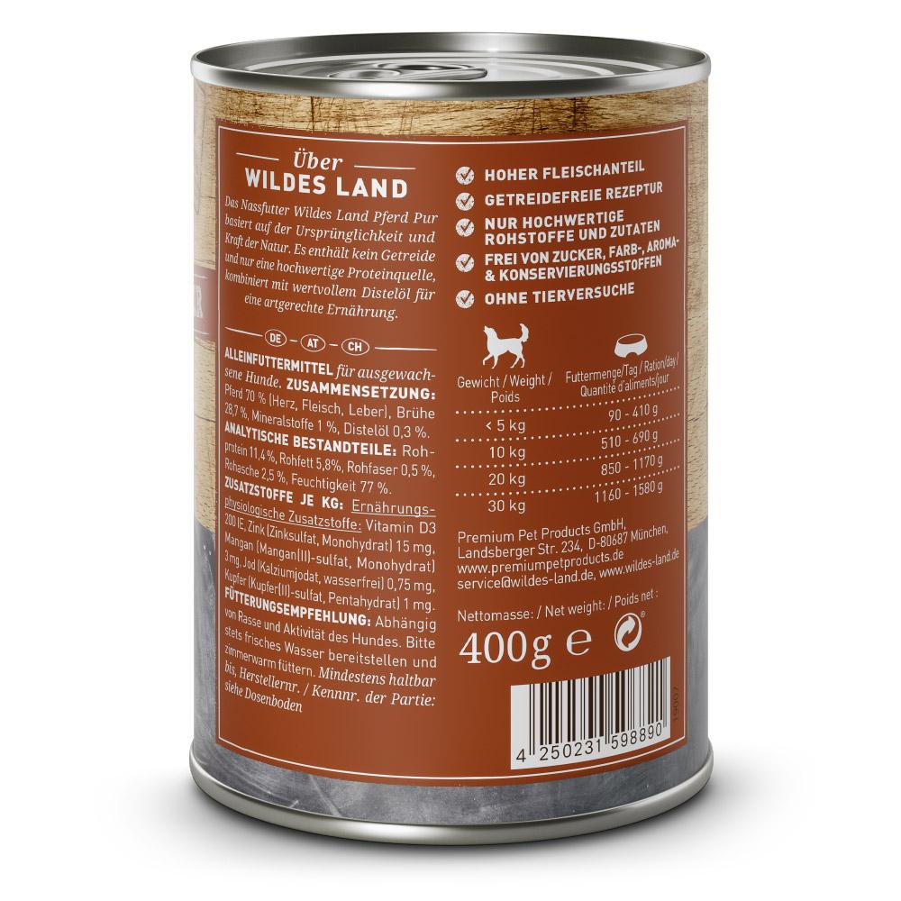 petspremium Wildes Land Pferd mit Distelöl PUR Adult Nassfutter 6 x 400 g Angebote