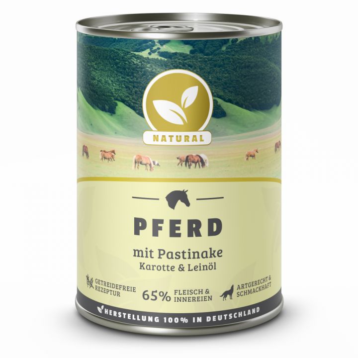 petspremium Natural Pferd mit Pastinake Karotte und Leinöl Nassfutter 6 x 400 g