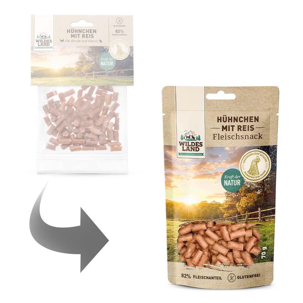 petspremium Wildes Land Hühnchen mit Reis Fleischsnacks Snack 7 x 70 g Limitierter Zeitrabatt
