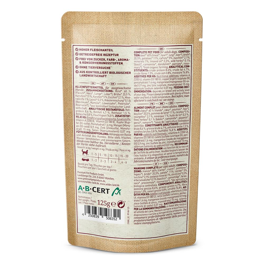 petspremium Wildes Land Rind mit Kartoffeln Karotten & Zucchini BIO Adult Nassfutter 10 x 125 g Saisonschlussverkauf