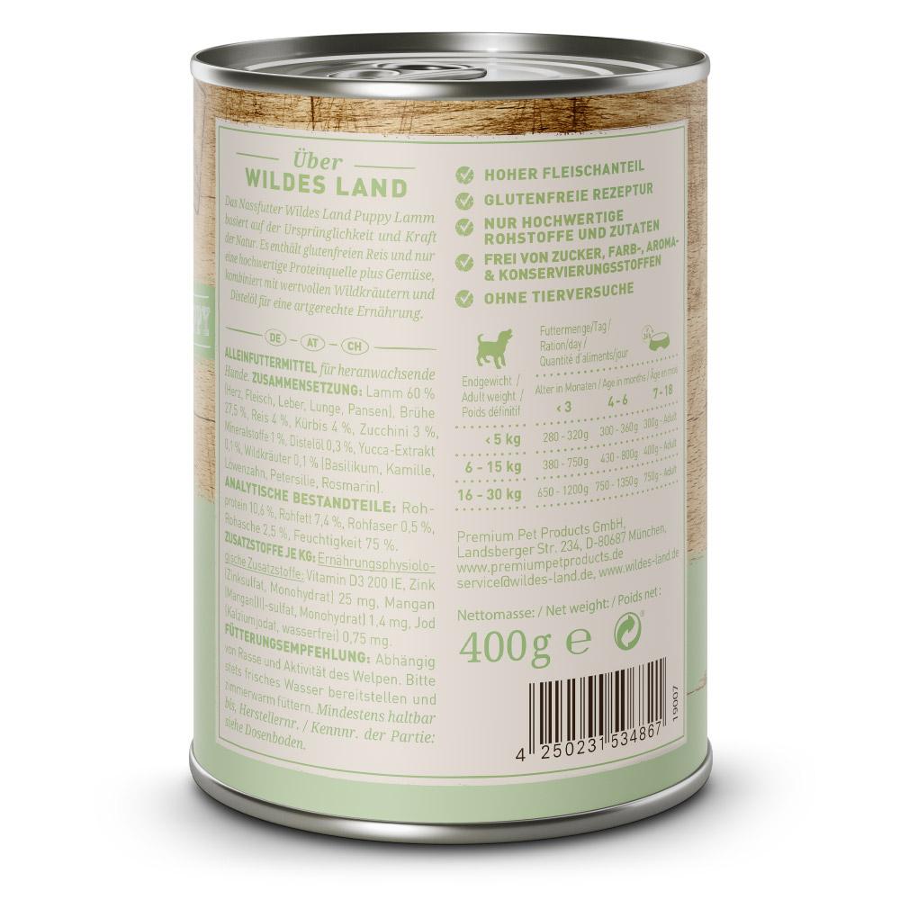 petspremium Wildes Land Lamm mit Reis Kürbis und Wildkräutern Classic Puppy Nassfutter 6 x 400 g Große Rabatte