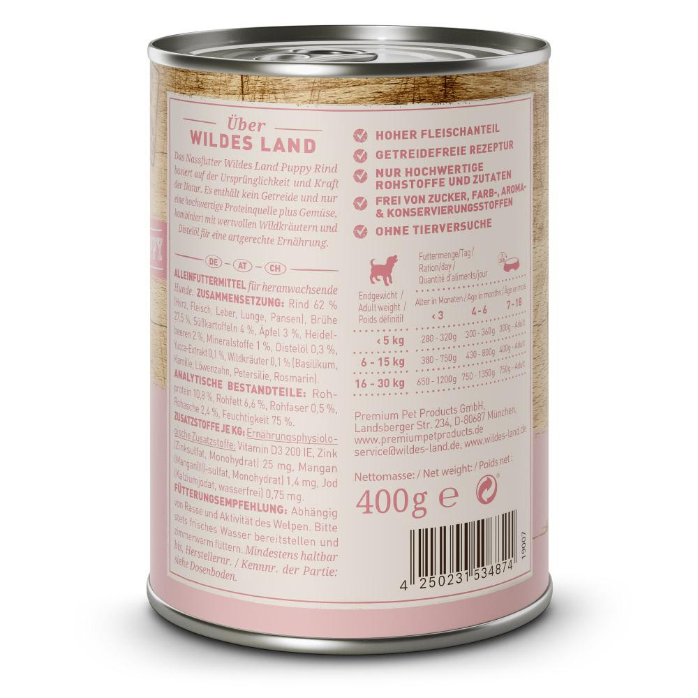 petspremium Wildes Land Rind mit Süßkartoffel Apfel und Wildkräutern Classic Puppy Nassfutter 6 x 400 g Saisonale Angebote