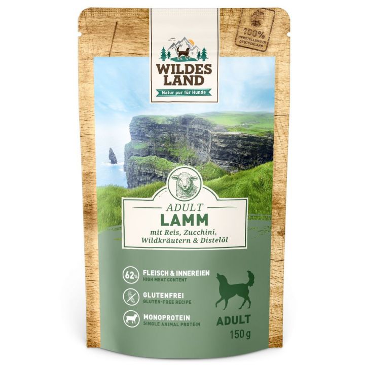 petspremium Wildes Land Lamm mit Reis Zucchini Wildkräutern und Distelöl Classic Adult Nassfutter 8 x 150 g 50% Rabatt mit kostenlosem Versand