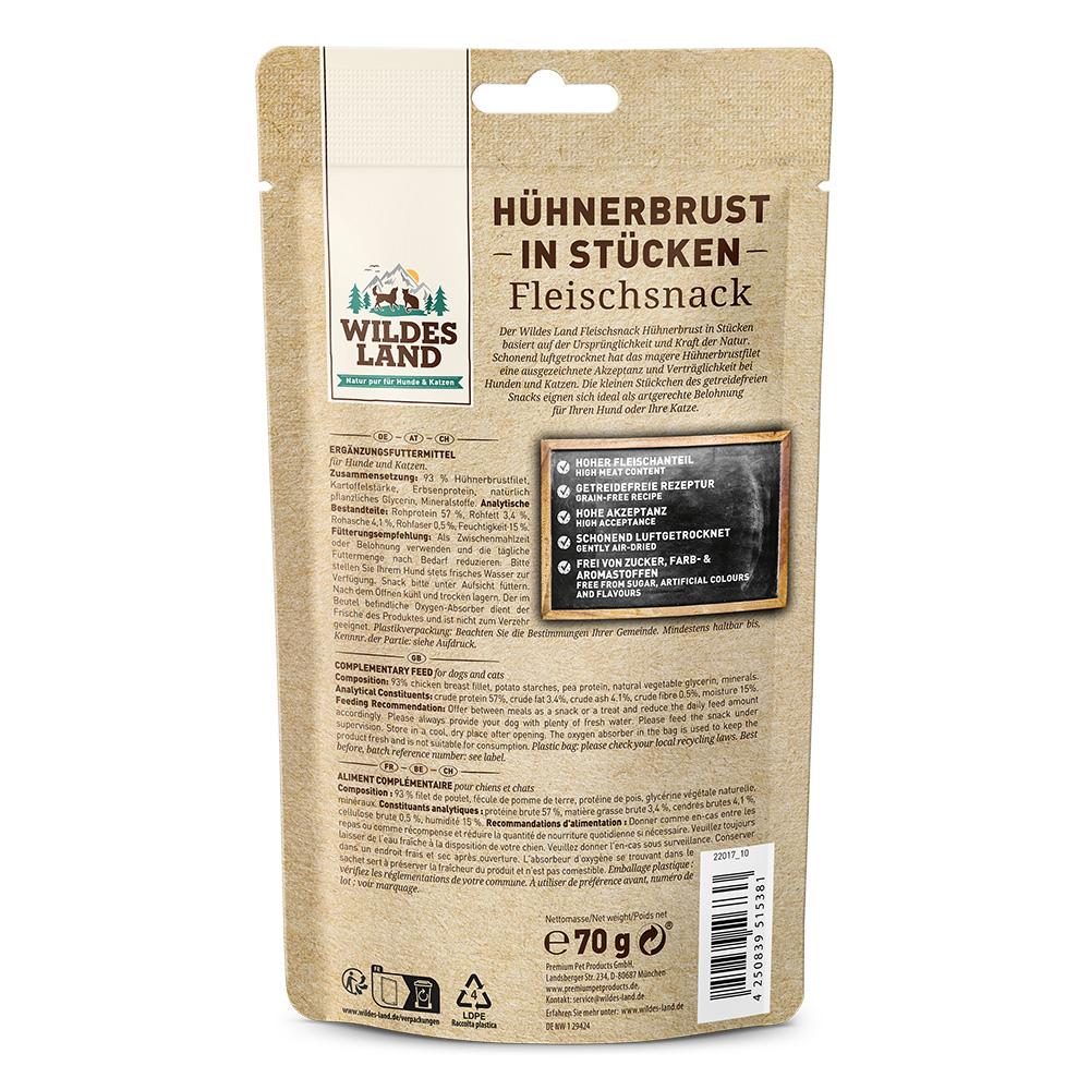 petspremium Wildes Land Hühnerbrust in Stücken Fleischsnacks Snack 70 g Fabrikpreis