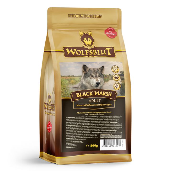 petspremium Wolfsblut Black Marsh - Wasserbüffel mit Süßkartoffel Adult Trockenfutter 500 g Osterangebot