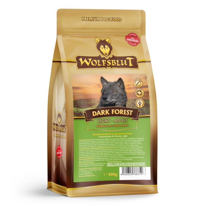 petspremium Wolfsblut Dark Forest - Wild und Süßkartoffel Light Trockenfutter 500 g Vatertagsangebot