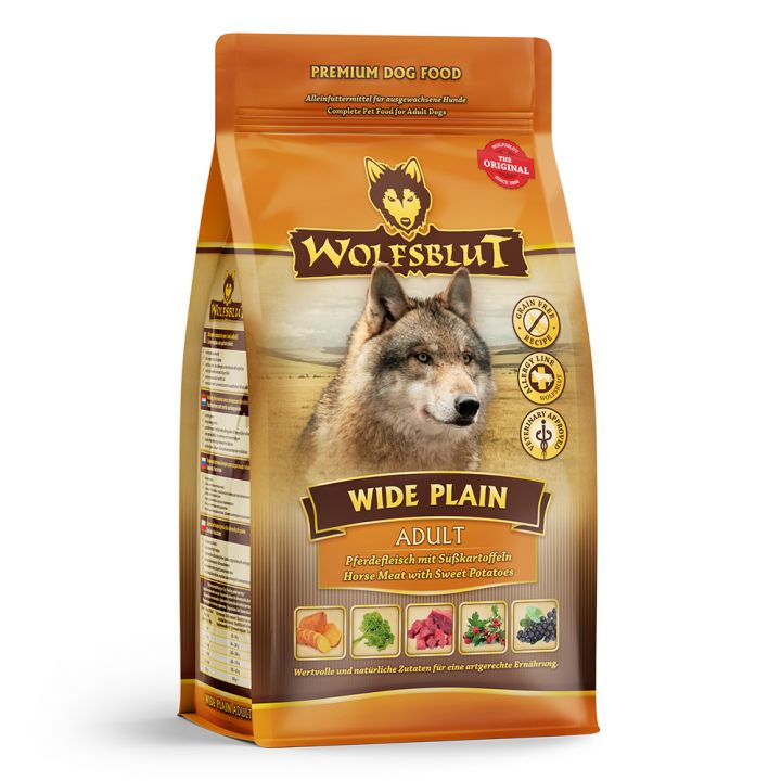 petspremium Wolfsblut Wide Plain - Pferdefleisch und Süßkartoffel Adult Trockenfutter 500 g