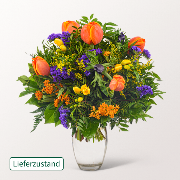 floraprima Osterstrauß Osterbote mit Ferrero Giotto 3er