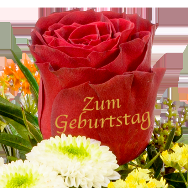 floraprima Premiumstrauß „Zum Geburtstag“ mit Premiumvase & Ferrero Giotto 3er