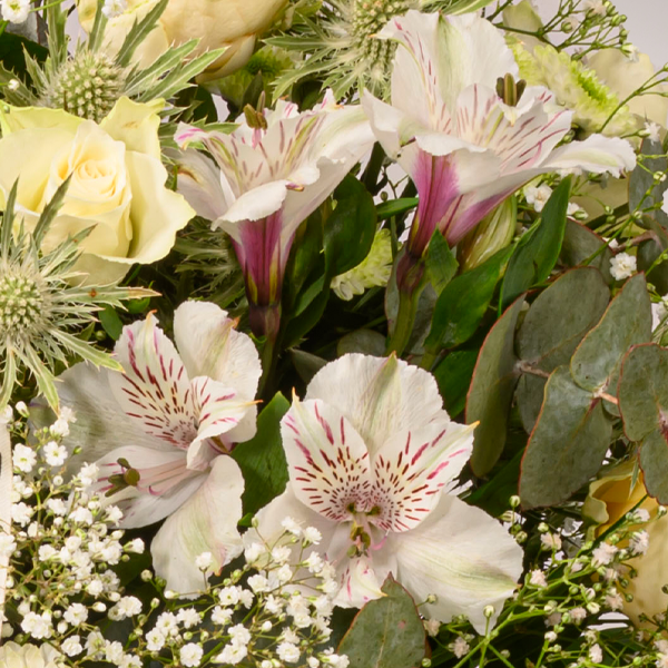 floraprima Premiumstrauß Ballade mit Premiumvase & Ferrero Giotto 3er