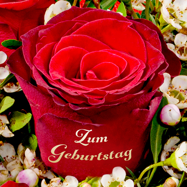 floraprima Rosenherz „Zum Geburtstag“ mit Vase & Ferrero Giotto 3er