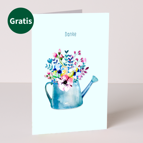 floraprima Danke-Set mit Blumenstrauß Merci Schokolade Grußkarte sowie mit Vase Online