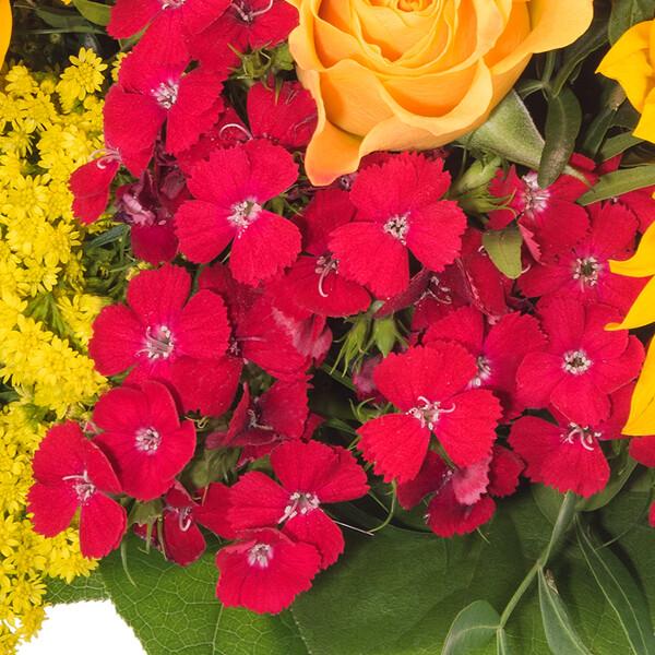floraprima Blumenstrauß Frühlingsgefühl mit Vase & Ferrero Giotto 3er Große Rabatte