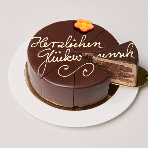 floraprima Sachertorte „Herzlichen Glückwunsch“ Auslauf