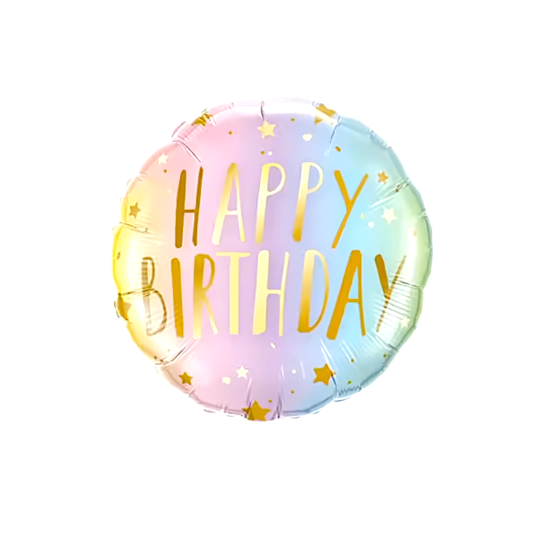 floraprima Heliumballon-Geschenk „Happy Birthday“ Rainbow Pastell Set