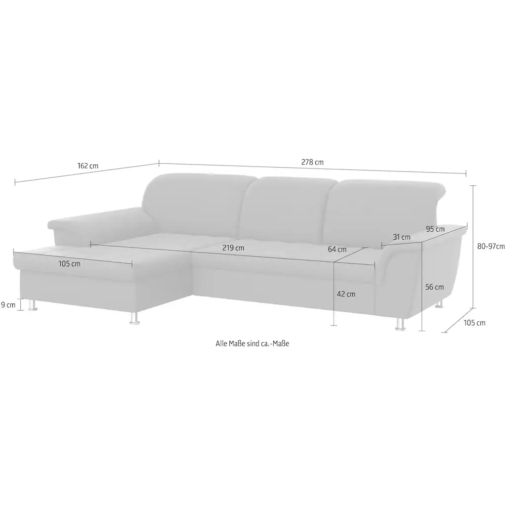 DOMO collection Ecksofa mit Kopfteilverstellung online kaufen Verkauf