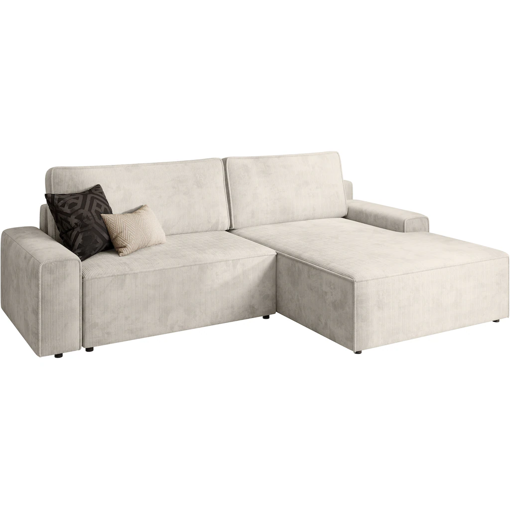 TRENDMANUFAKTUR Ecksofa »Challenge Schlafsofa mit Bettkasten Couch in L-Form Breite 245 cm« Recamiere beidseitig montierbar mit Bettfunktion trendiger Cordstoff kaufen Angebote