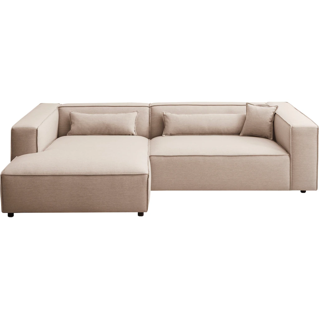 LeGer Home by Lena Gercke Ecksofa »PIARA XXL Big-Sofa in Cord oder Leinenoptik L-Form mit Kedernaht« wahlweise Ottomane rechts/links schwarze Füße extra tiefe Sitzfläche kaufen Fabrikverkauf