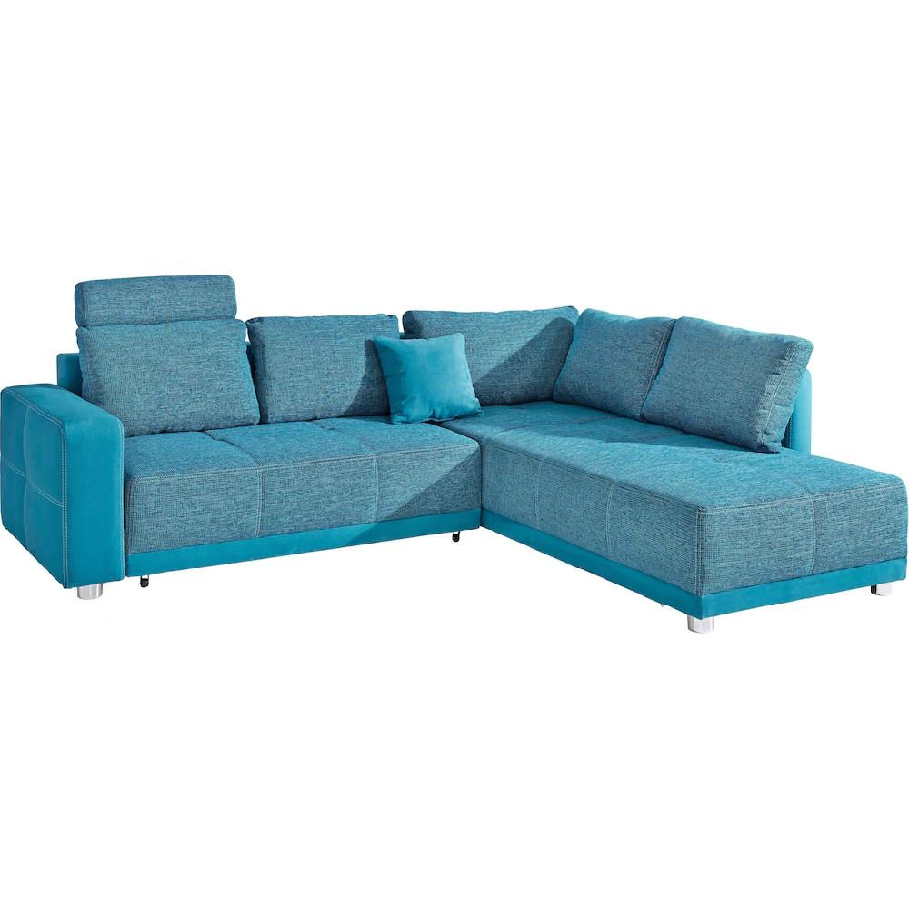 Places of Style Ecksofa mit Bettfunktion Bettkasten und Federkern wahlweise mit 1 oder 3 Kopfstützen Ottomane links oder rechts montierbar kaufen Rabatt