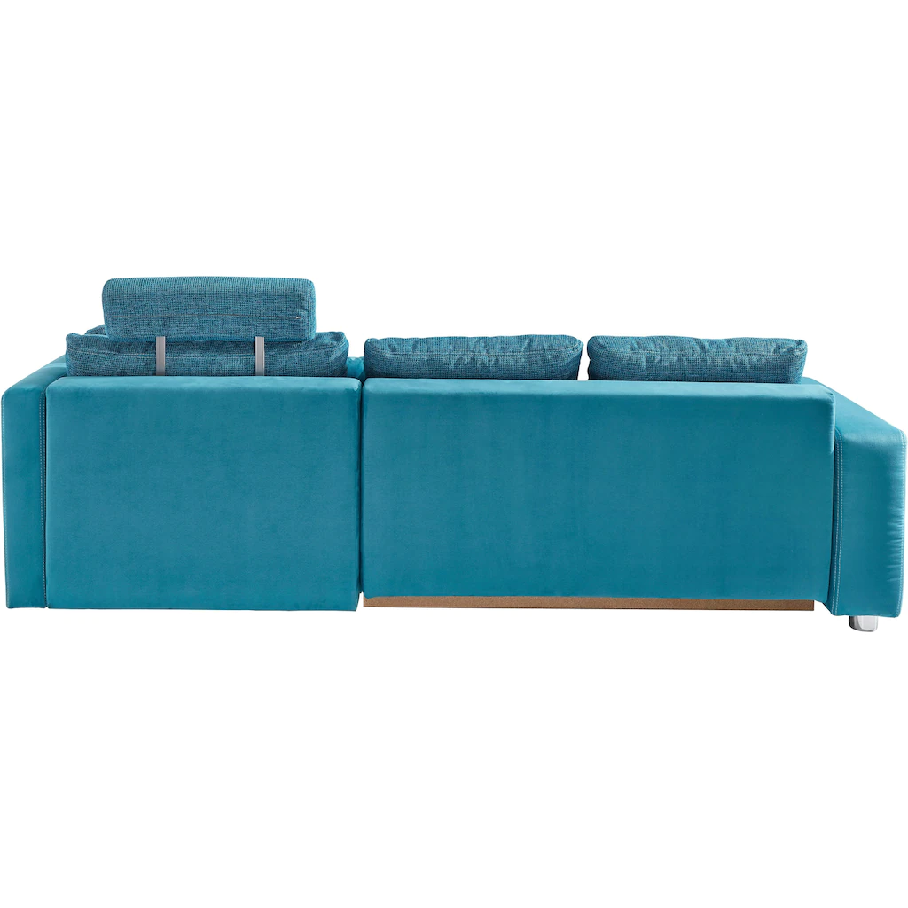 Places of Style Ecksofa mit Bettfunktion Bettkasten und Federkern wahlweise mit 1 oder 3 Kopfstützen Ottomane links oder rechts montierbar kaufen Rabatt