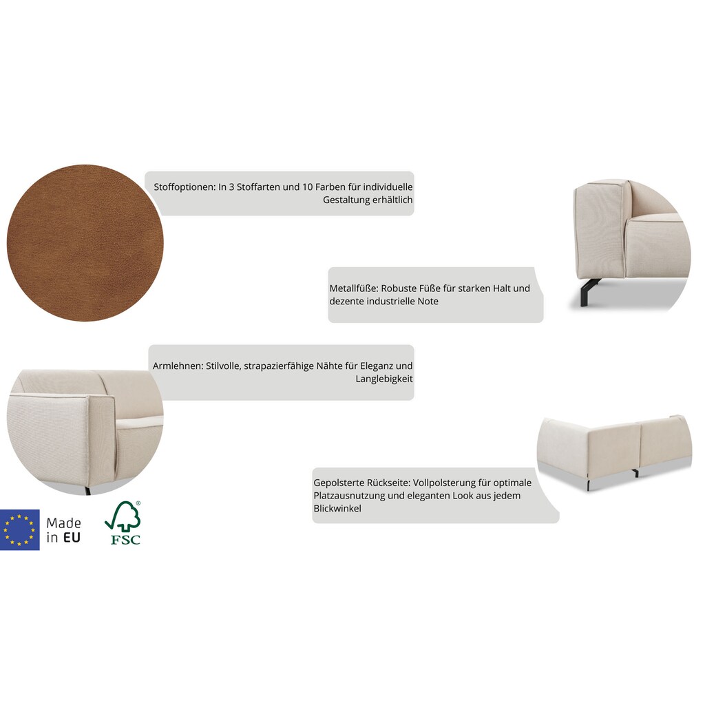 Places of Style Ecksofa Lorcan in Lederoptik oder Strukturstoff lieferbar kaufen Muttertagsangebot