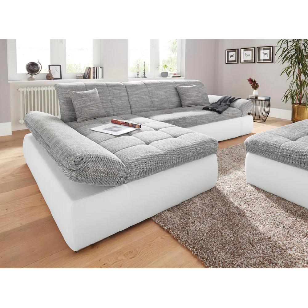 DOMO collection Ecksofa »PB Moric wahlweise mit Bettfunktion + Armteilverstellung L-Form« im XXL-Format B/T/H:300/172/80 cm feine Steppung kaufen Valentinstagsangebot