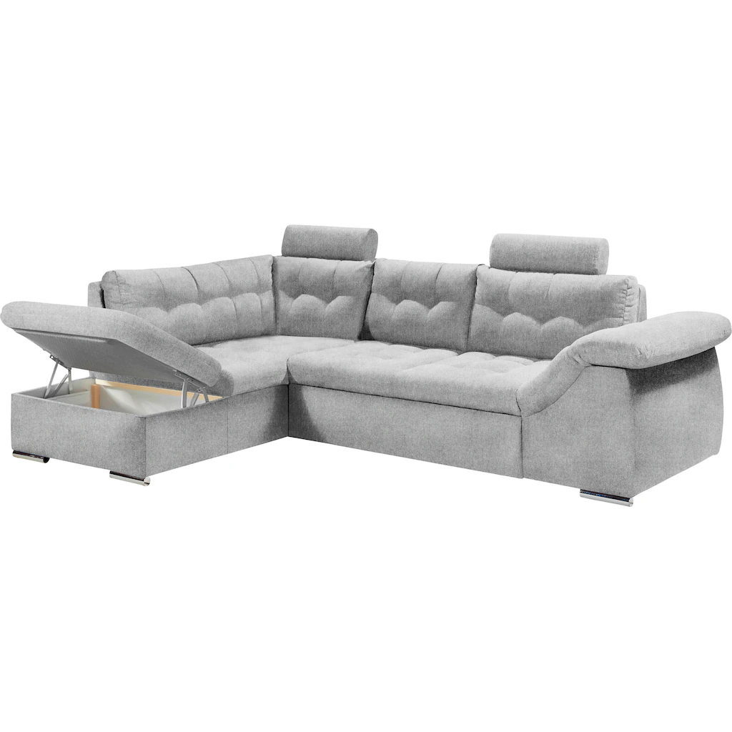 ED EXCITING DESIGN Ecksofa Oman mit Bettfunktion Bettkasten Armteilverstellung und Kopfstützen kaufen Zeitlich begrenztes Angebot