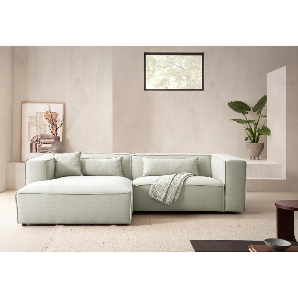 LeGer Home by Lena Gercke Ecksofa »PIARA mit Kedernaht in Cord oder Leinenoptik moderne Couch in L-Form« wahlweise Ottomane rechts/links schwarze Füße bequemer Sitzkomfort kaufen Exklusive Angebote