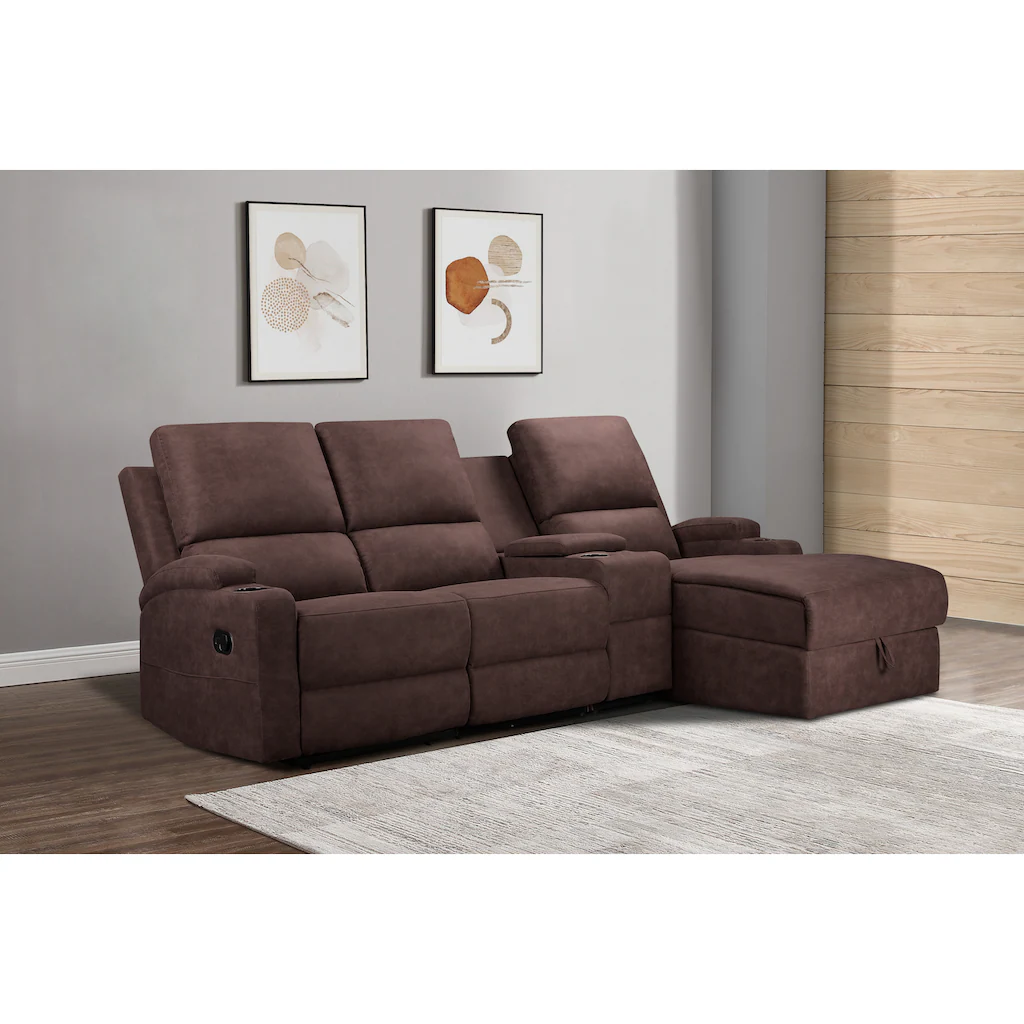 Home affaire Ecksofa »Napori Multimediasofa 3er Kinosessel XXL L-Form « Kinosofa mit Relaxfunktion Getränkehalter Staufach und Staukasten kaufen Blitzangebot