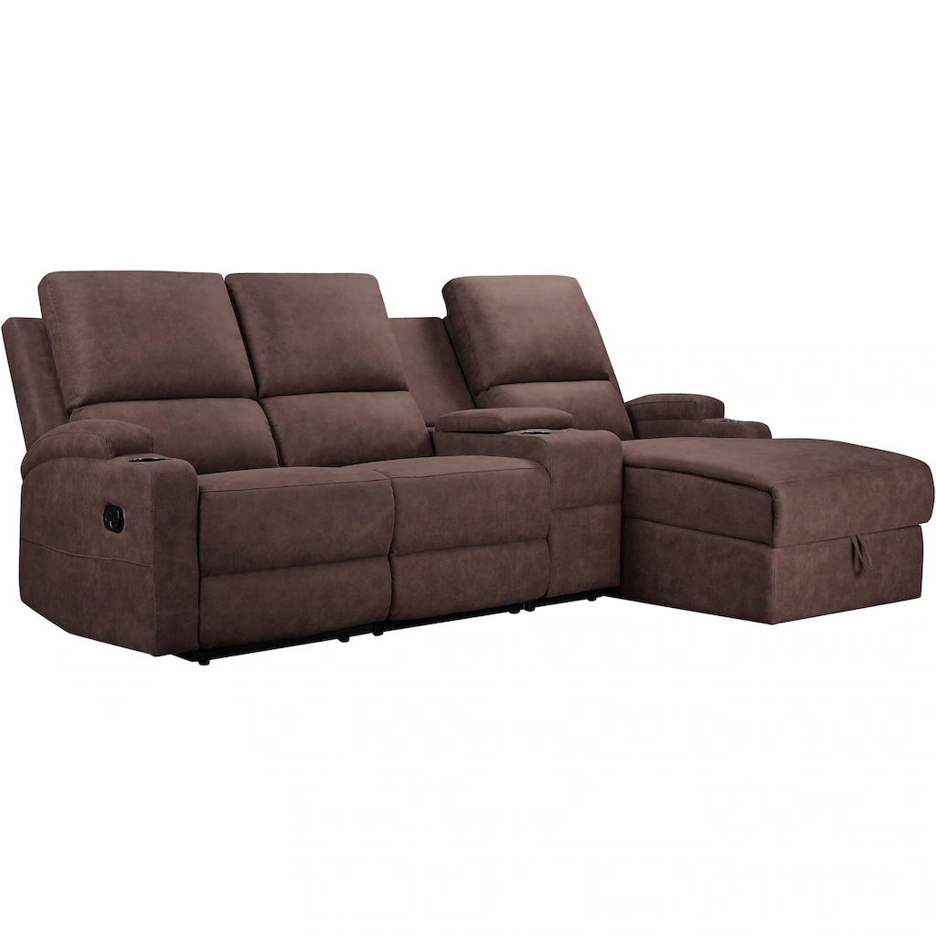 Home affaire Ecksofa »Napori Multimediasofa 3er Kinosessel XXL L-Form « Kinosofa mit Relaxfunktion Getränkehalter Staufach und Staukasten kaufen Blitzangebot