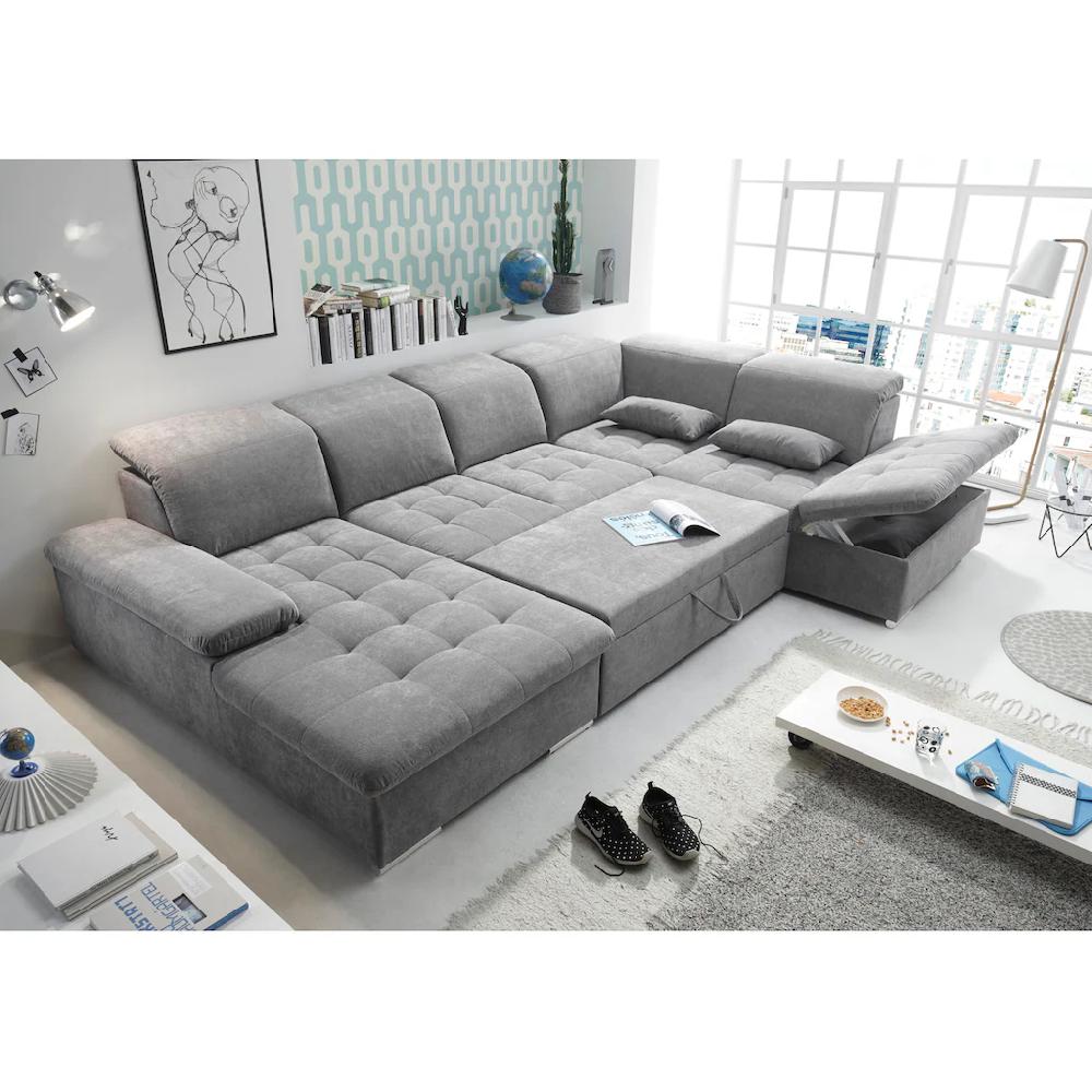 ED EXCITING DESIGN Wohnlandschaft Wayne mit Bettfunktion Bettkasten und Nierenkissen. 1 Armteil- und 5 Kopfteilverstellungen kaufen Letzter Tag