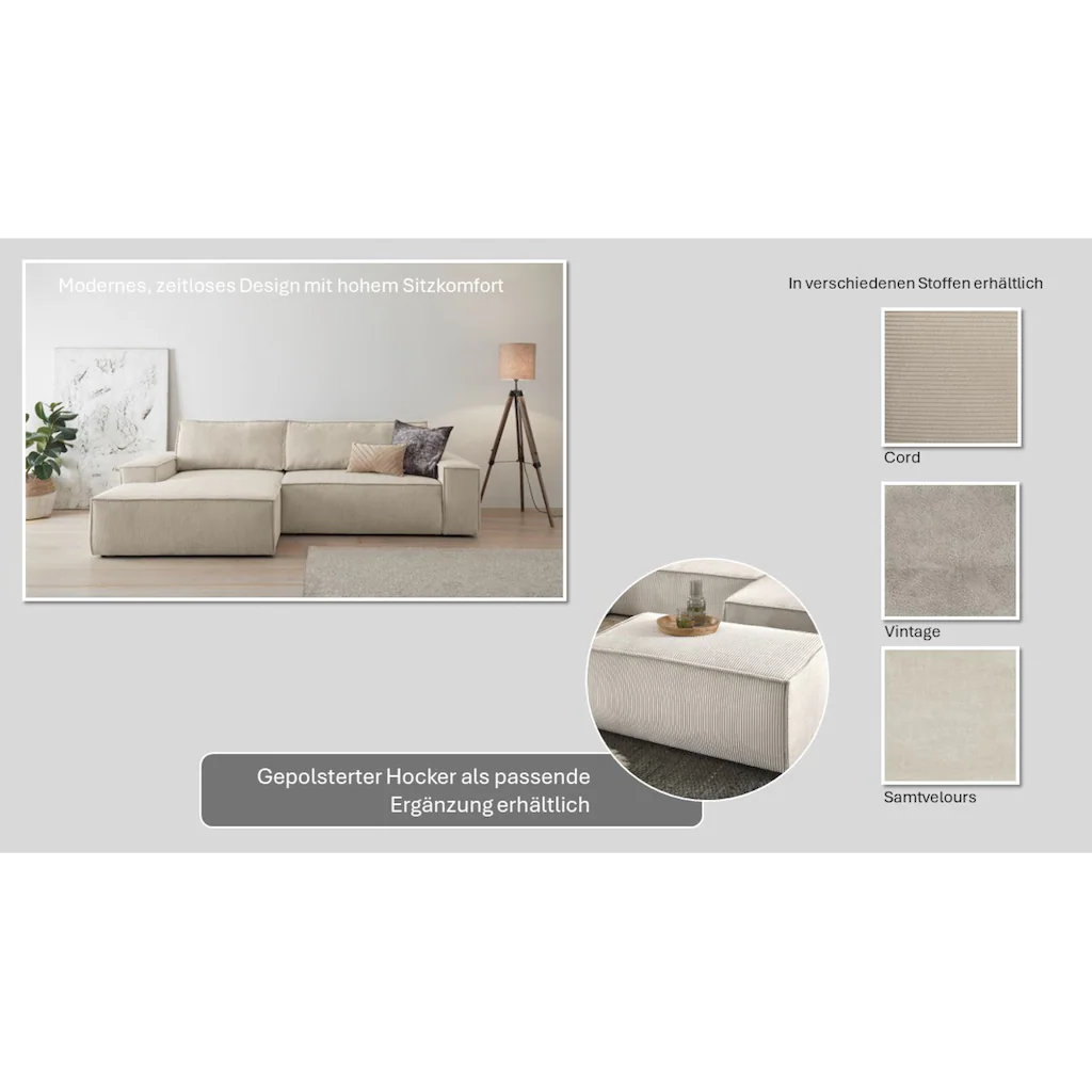 Ecksofa SHERWOOD Schlafsofa mit Bettkasten Cord-Bezug kaufen Super Rabatt