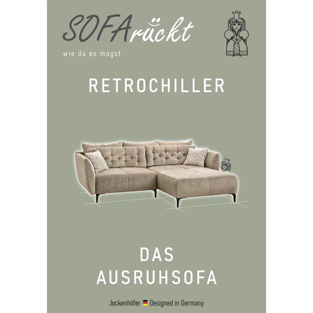 Jockenhöfer Gruppe Ecksofa Salo im Retrolook mit 5 Rücken-/Zierkissen kaufen 50% Rabatt mit kostenlosem Versand