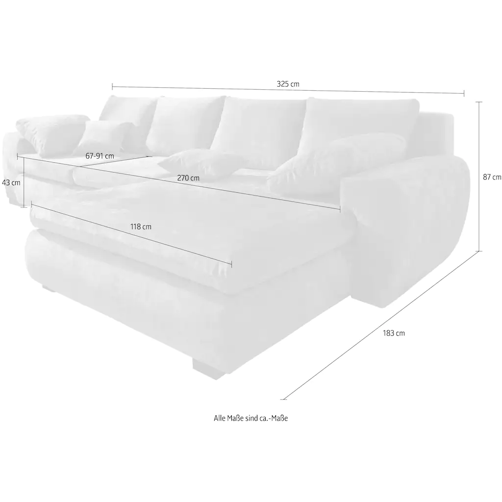Home affaire Ecksofa »Cara Mia L-Form« wahlweise mit Bettfunktion und Bettkasten Massivholzfüße kaufen Kostenloser Versand international