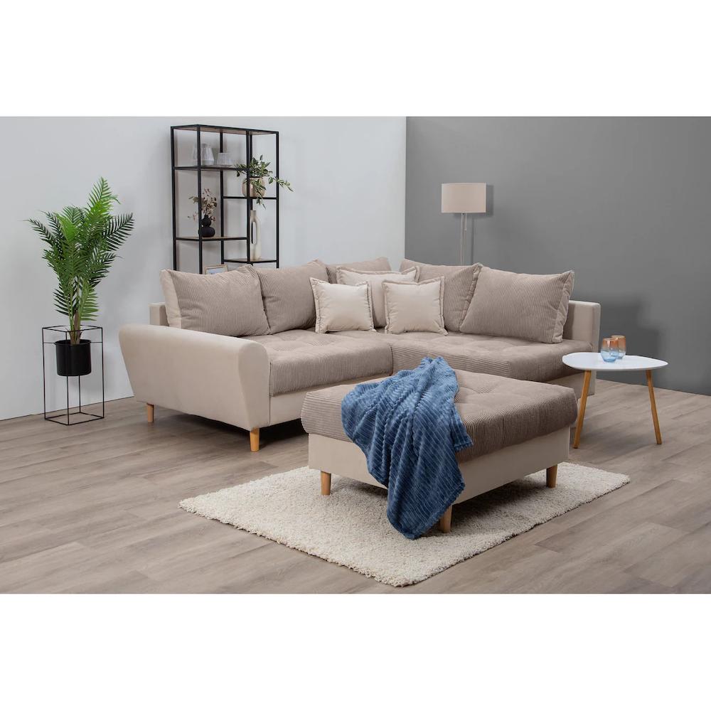 Home affaire Ecksofa »Rice L-Form« (Set mit Hocker) Ecksofa Rückenkissen ottomane beidseitig montierbar Bonnelfederkern kaufen Speichern exportieren