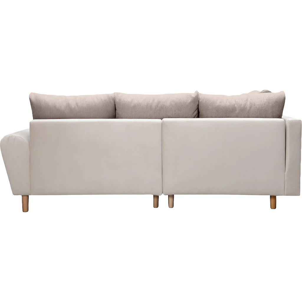 Home affaire Ecksofa »Rice L-Form« (Set mit Hocker) Ecksofa Rückenkissen ottomane beidseitig montierbar Bonnelfederkern kaufen Speichern exportieren
