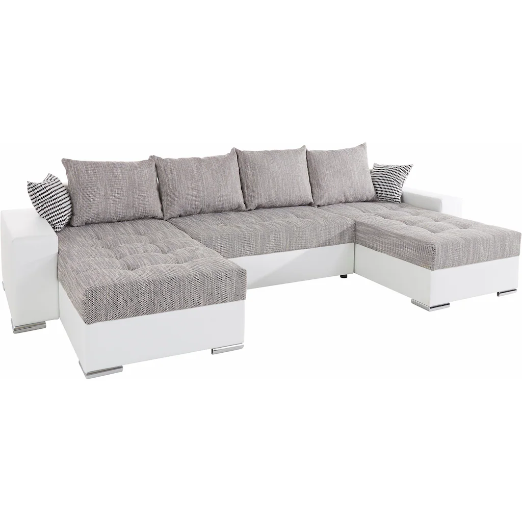 COLLECTION AB Wohnlandschaft »XL-Josy U-Form Breite 313 cm Kunstleder-Mix Microfaser« inkl. Bettfunktion Bettkasten mit 4 gleich großen Rückenkissen kaufen Black Friday Preise