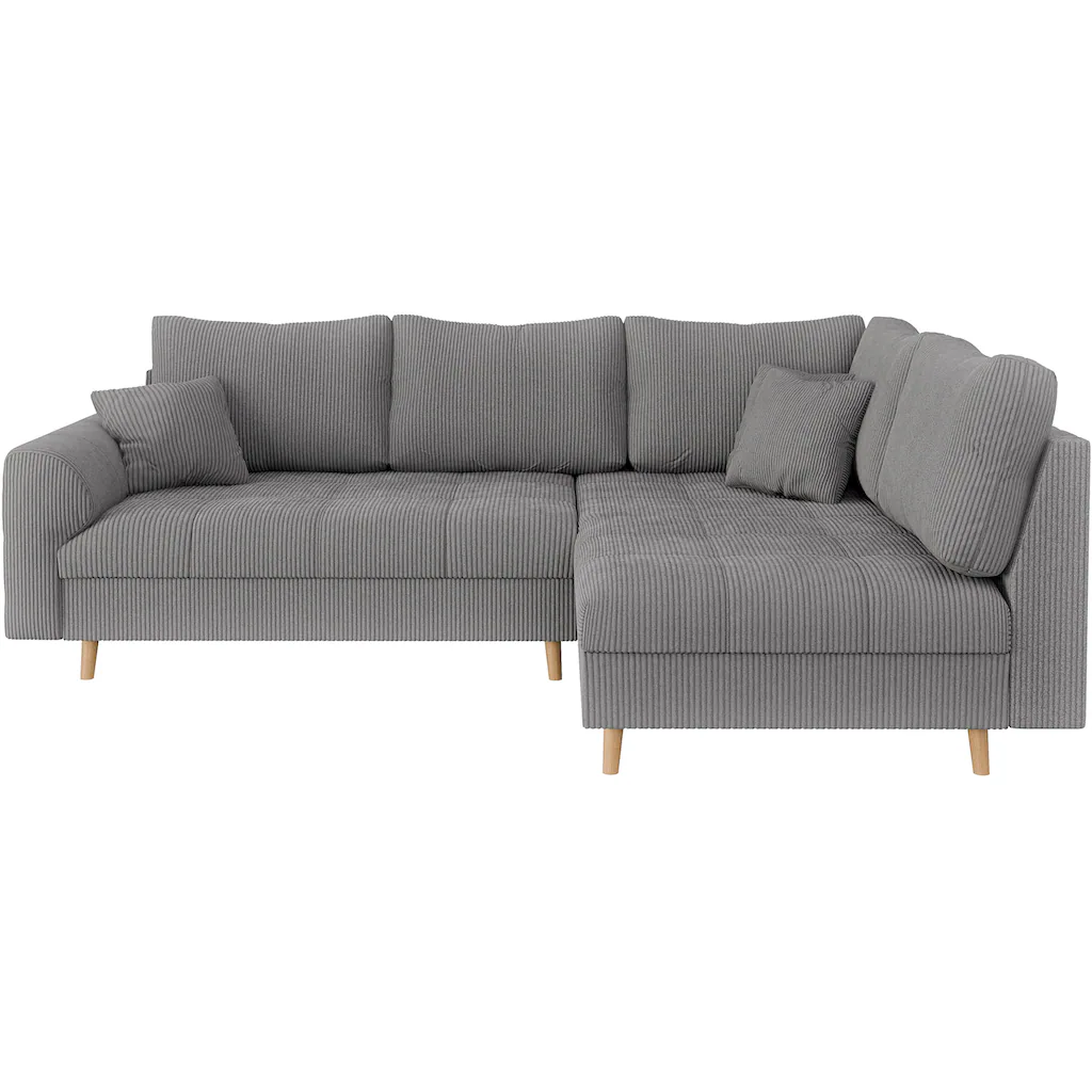 Home affaire Ecksofa »CHARRE incl. 3 Zierkissen« L-Form feine Steppung lose Rückenkissen auch in Cord und Bouclé kaufen zollfrei