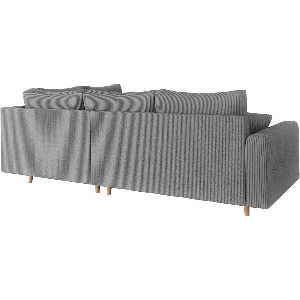 Home affaire Ecksofa »CHARRE incl. 3 Zierkissen« L-Form feine Steppung lose Rückenkissen auch in Cord und Bouclé kaufen zollfrei