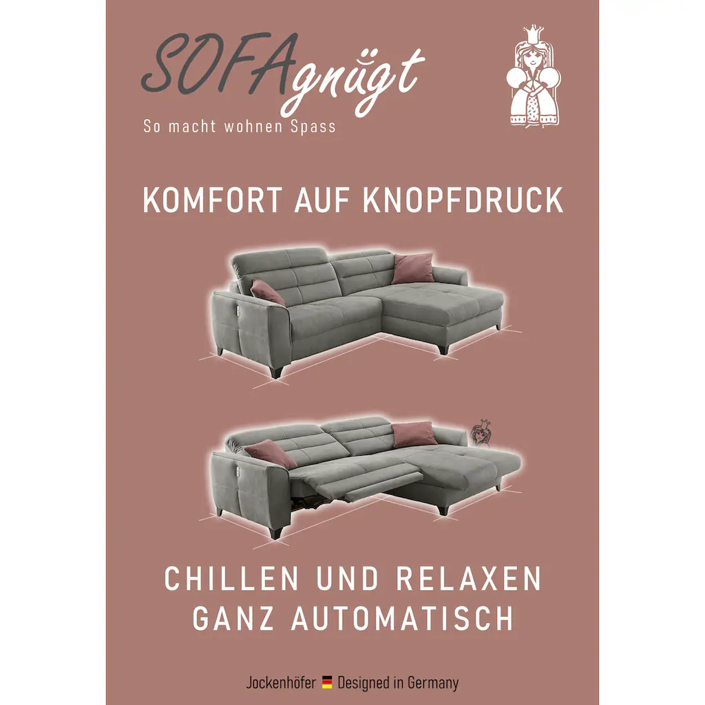 Jockenhöfer Gruppe Ecksofa »Double One L-Form« mit 2x 120cm breiten elektromotorischen Relaxfunktionen kaufen Angebote
